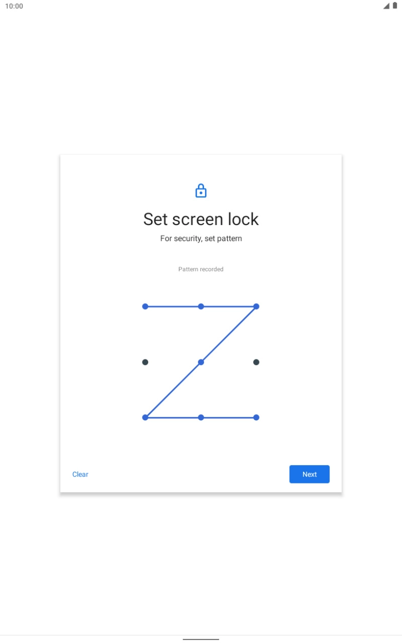Slide your finger across the screen to connect at least four points and press Next. Slide your finger across the screen to connect at least four points and press Next.