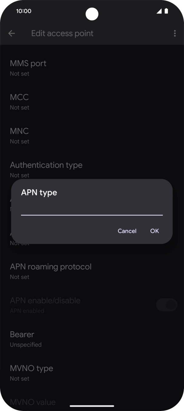 Key in default and press OK. Key in default and press OK.