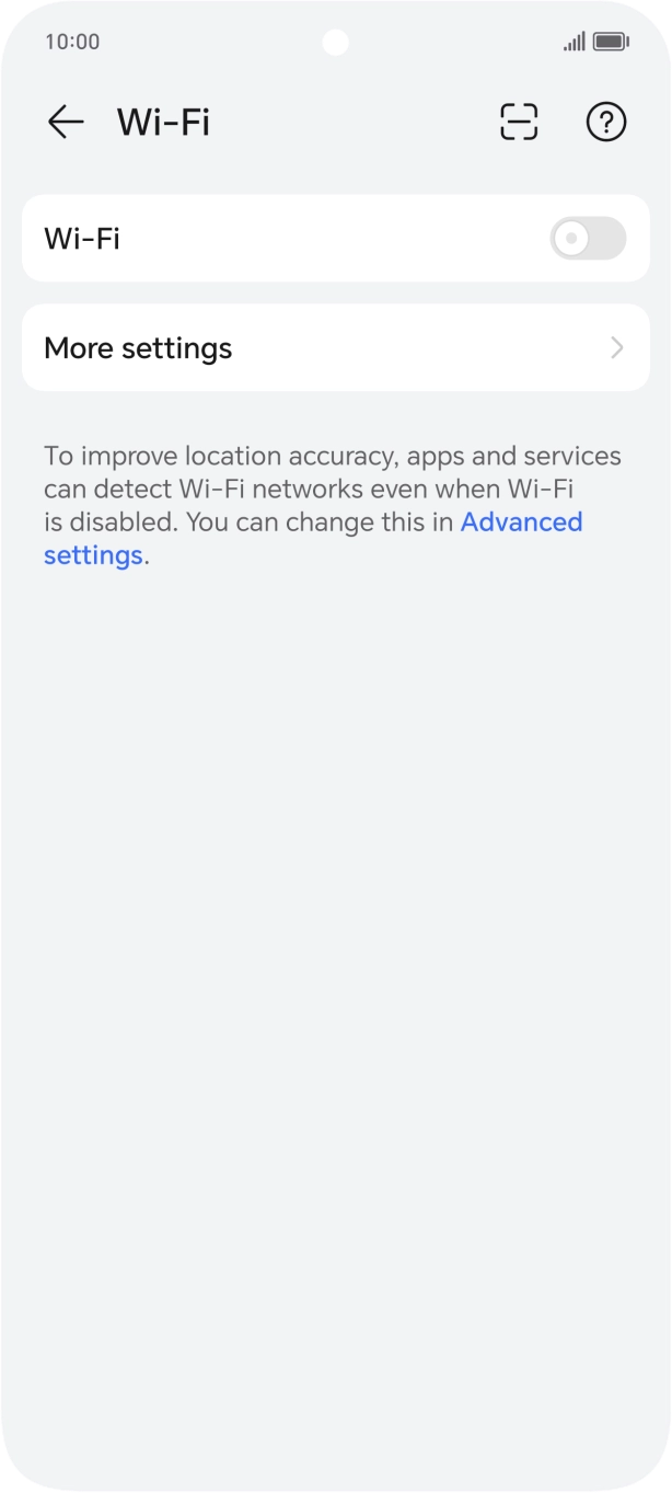 Press the indicator next to 'Wi-Fi' to turn on the function.