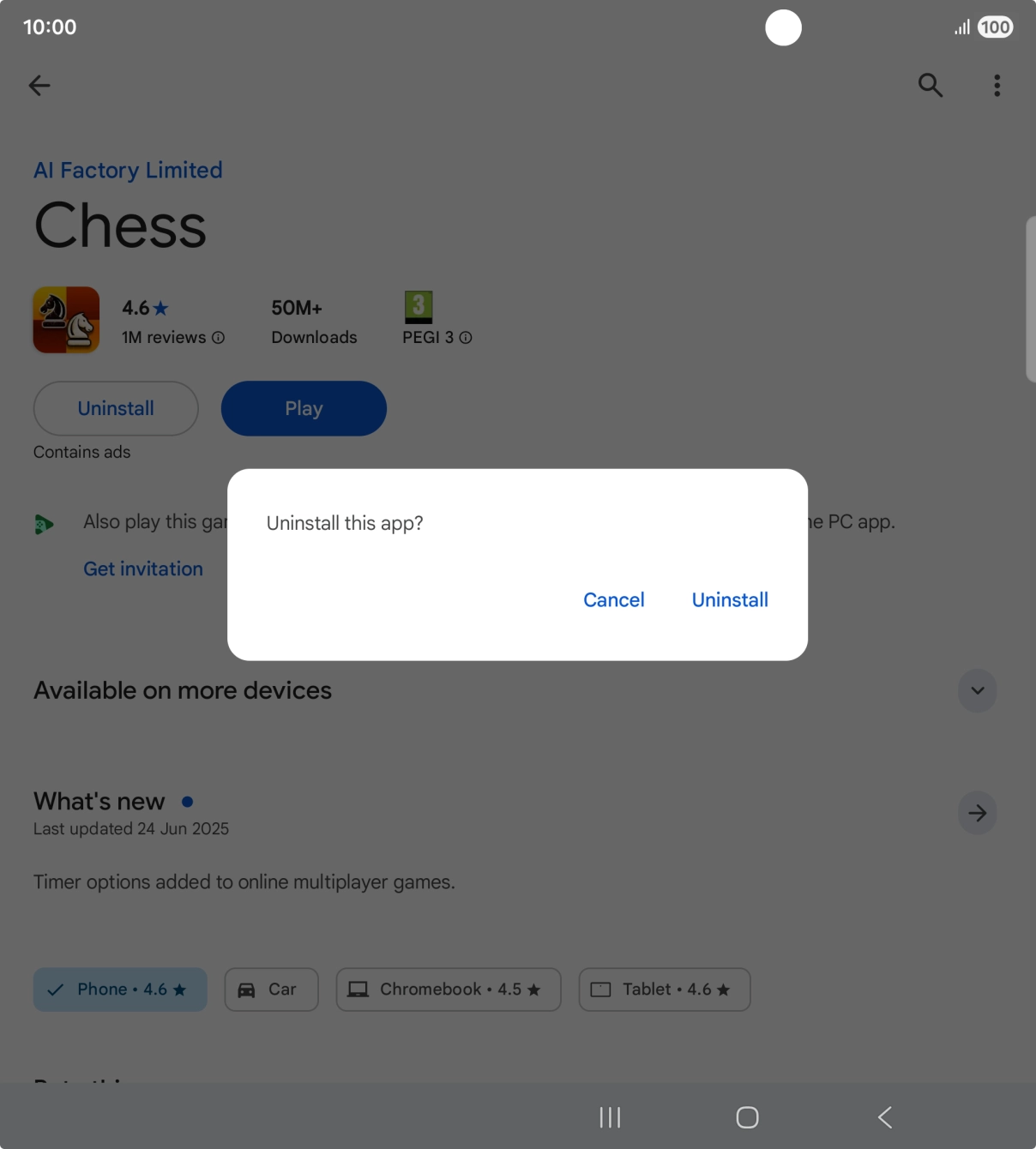 Press Uninstall.
