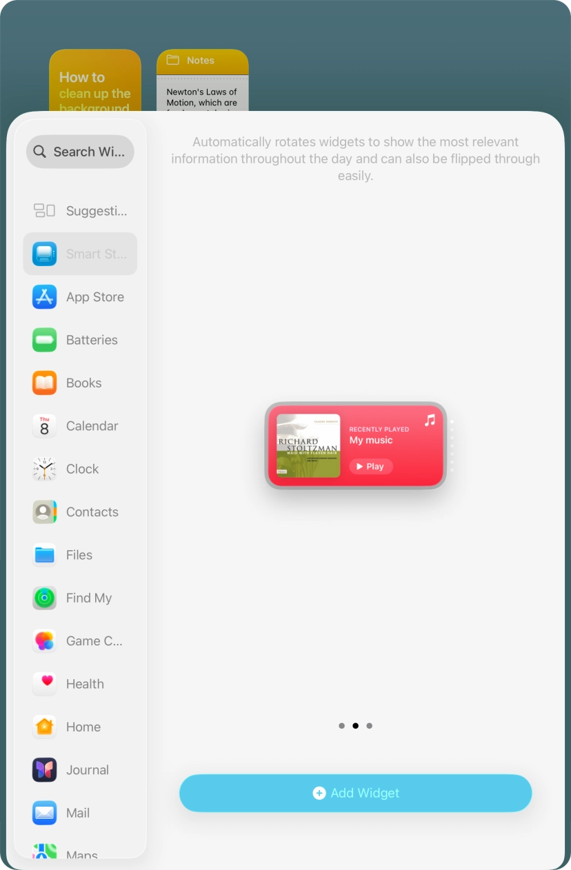 Slide your finger right or left on the screen to select the required widget size. Slide your finger right or left on the screen to select the required widget size.