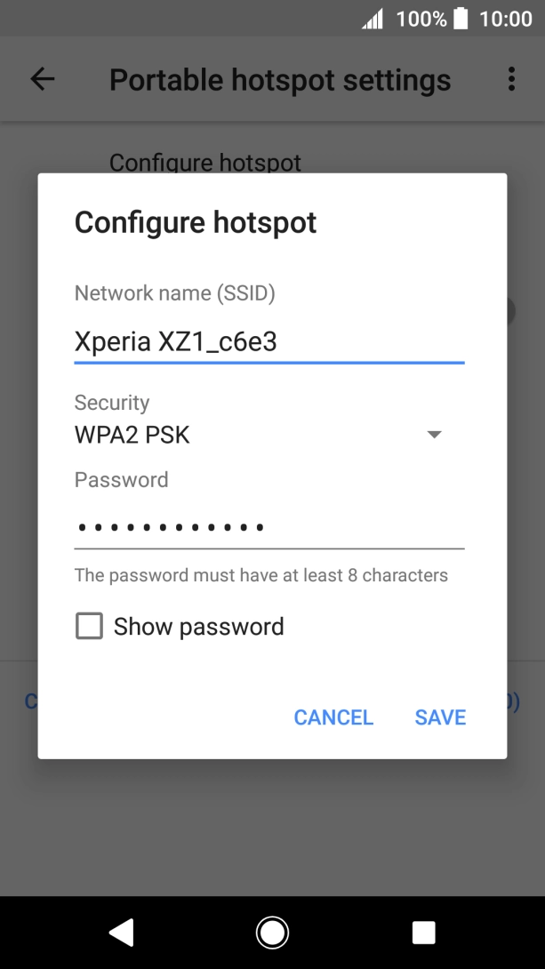 Press the field below 'Network name (SSID)' and key in the required name. Press the field below 'Network name (SSID)' and key in the required name.