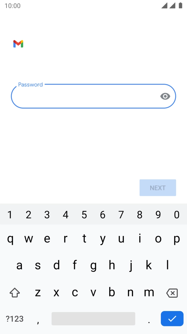 Press the field below 'Password' and key in the password for your email account. Press the field below 'Password' and key in the password for your email account.