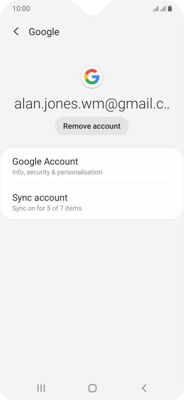 Press Sync account.