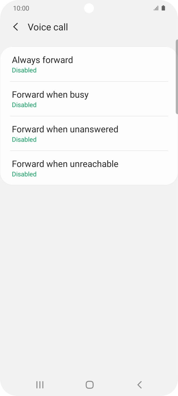 Press the required divert type. Press the required divert type.