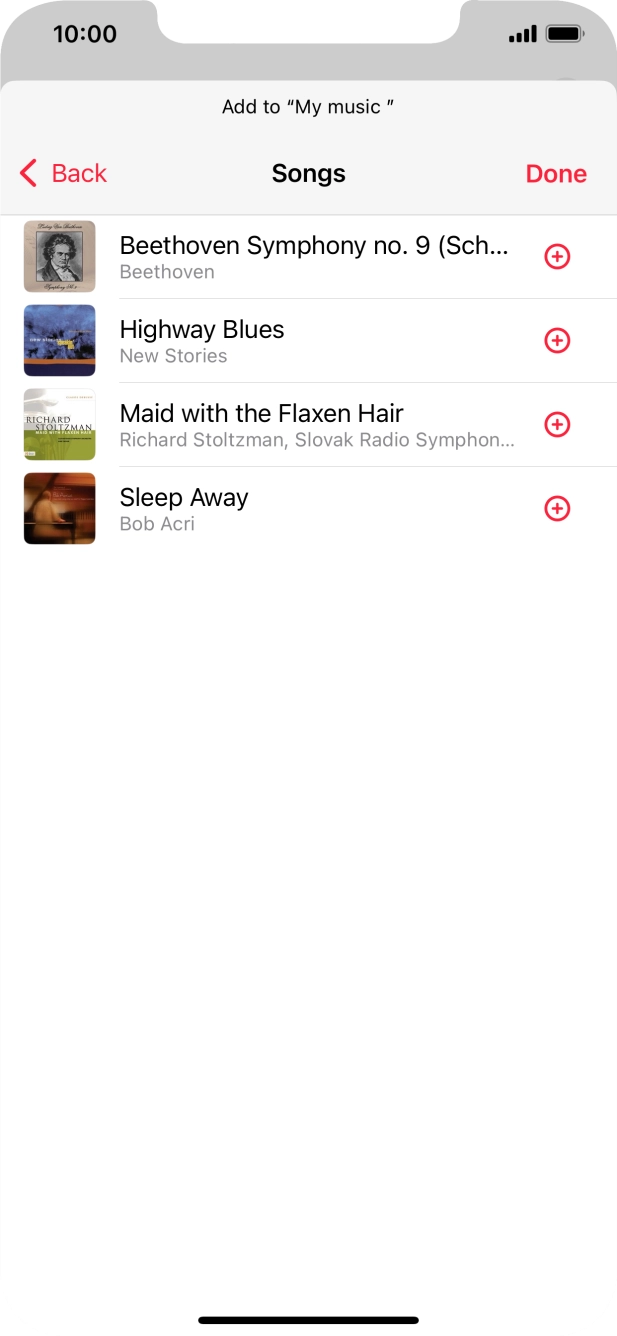 Go to the required category and press the add icon next to the required audio file.