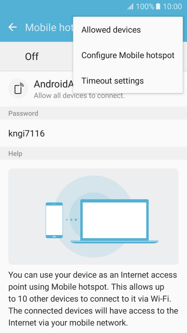 Press Configure Mobile hotspot. Press Configure Mobile hotspot.