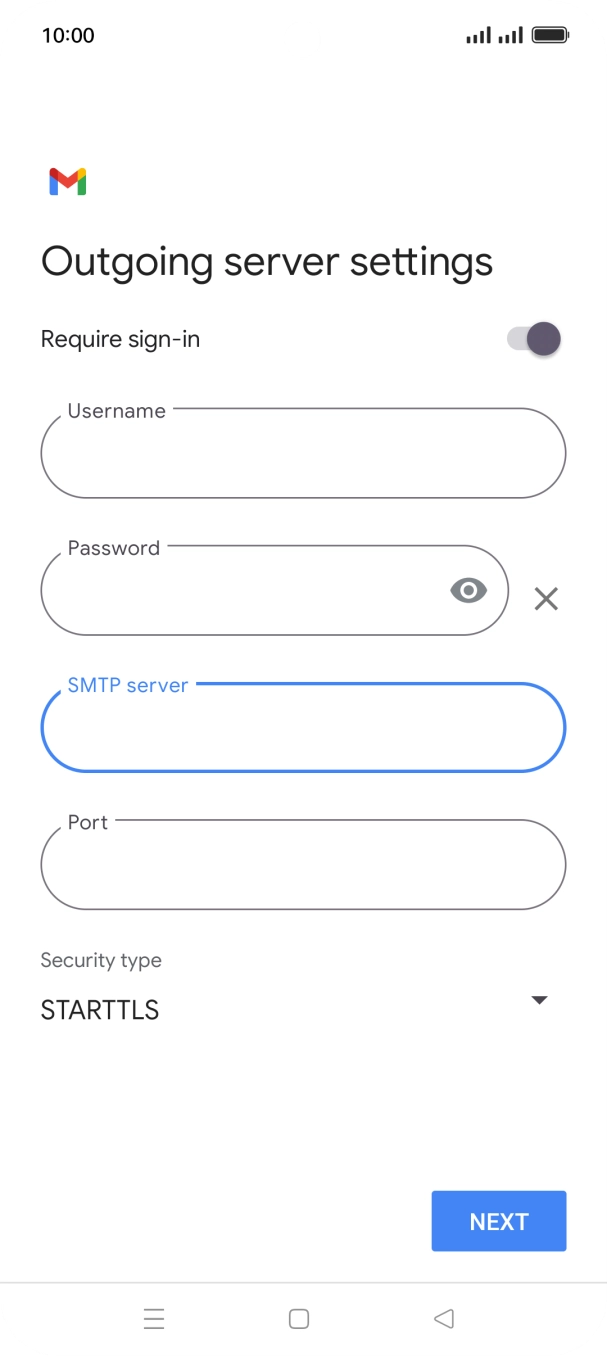 Press the field below 'Port' and key in 25.