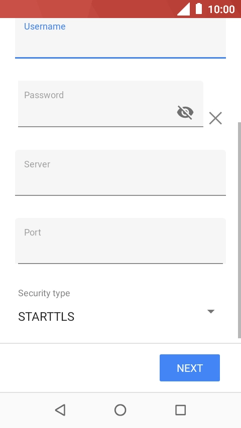 Press the field below 'Server' and key in the name of your email provider's incoming server. Press the field below 'Server' and key in the name of your email provider's incoming server.