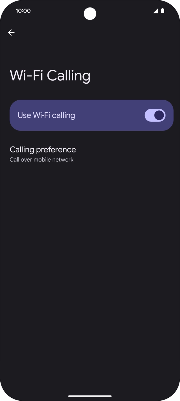 Press the indicator next to 'Use Wi-Fi calling' to turn the function on or off. Press the indicator next to 'Use Wi-Fi calling' to turn the function on or off.