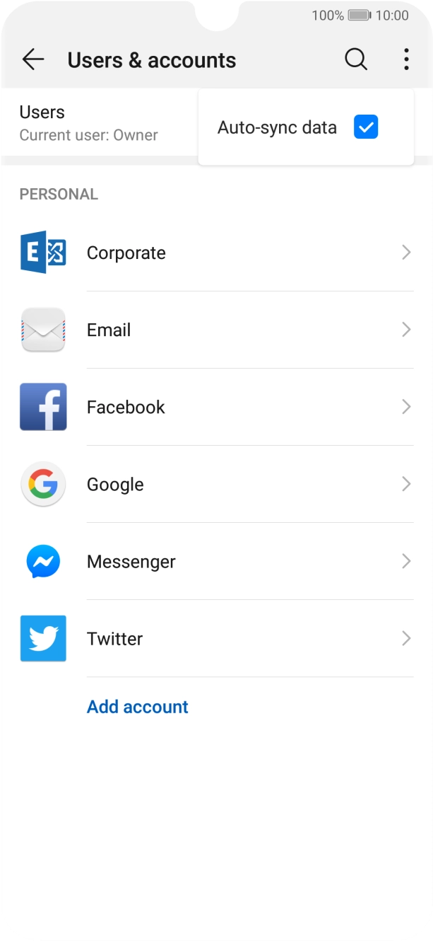 Press Auto-sync data to turn the function on or off.