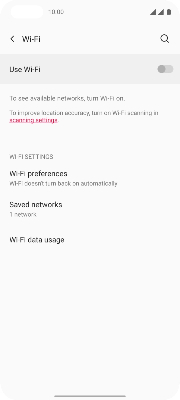 Press the indicator next to 'Use Wi-Fi' to turn on the function.