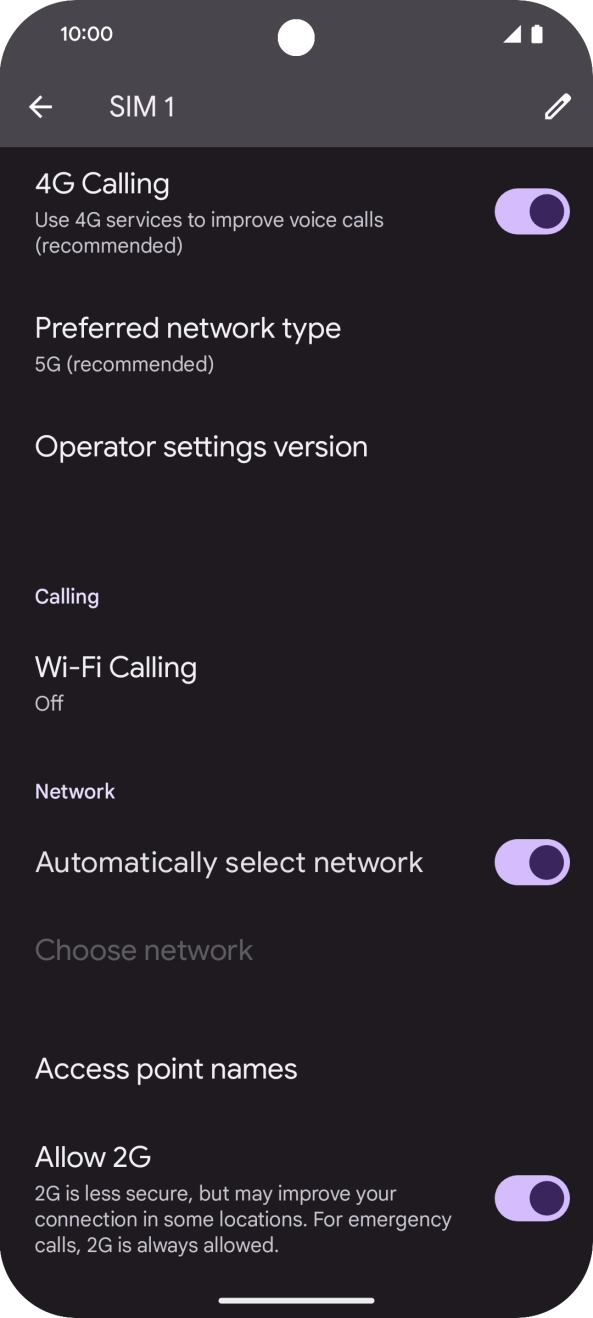 Press the indicator next to 'Automatically select network' to turn off the function and wait while your phone searches for networks. Press the indicator next to 'Automatically select network' to turn off the function and wait while your phone searches for networks.