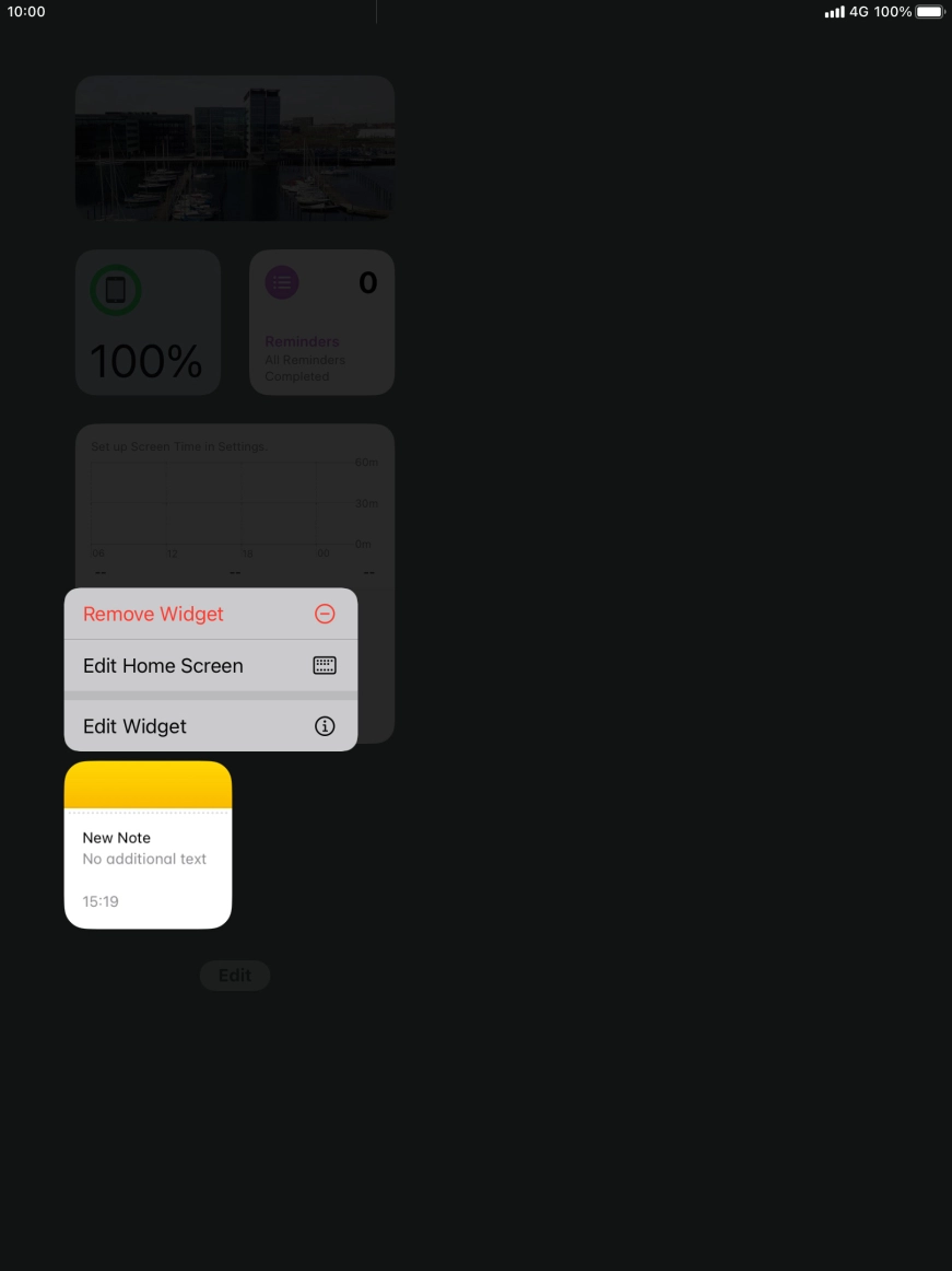 Press the required widget. Press the required widget.