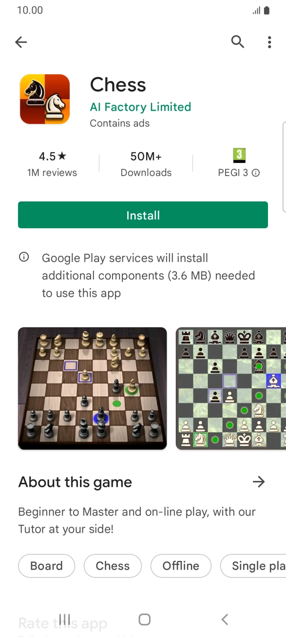 Press Install and follow the instructions on the screen to install the app.
