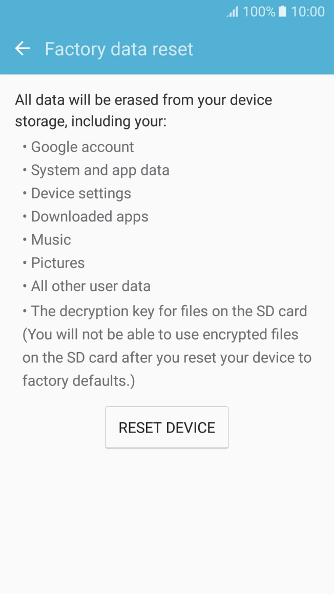 Press RESET DEVICE.