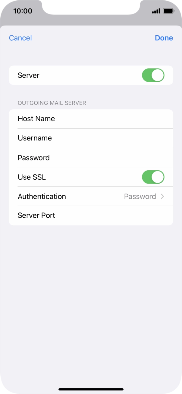 Press the indicator next to 'Use SSL' to turn off the function.