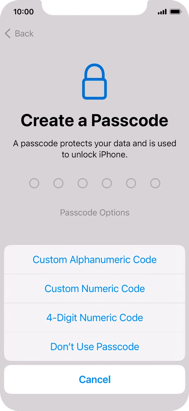 Follow the instructions on the screen to turn on the phone lock code or press Don't Use Passcode. Follow the instructions on the screen to turn on the phone lock code or press Don't Use Passcode.