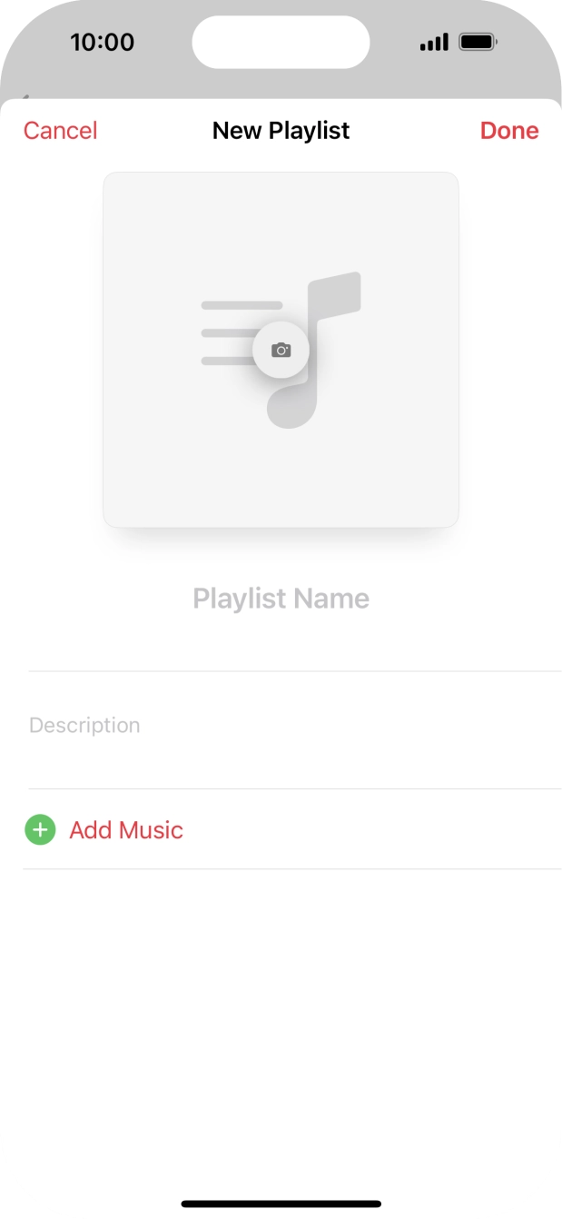 Press the text input field and key in a name for the playlist. Press the text input field and key in a name for the playlist.