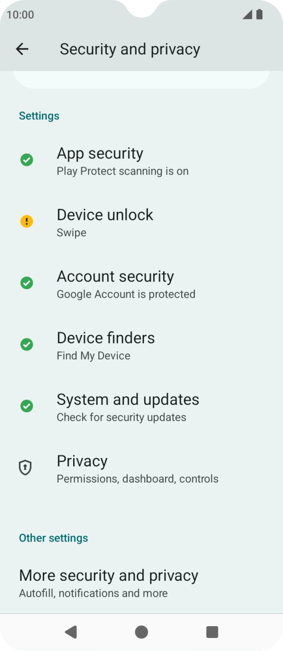 Press More security and privacy.