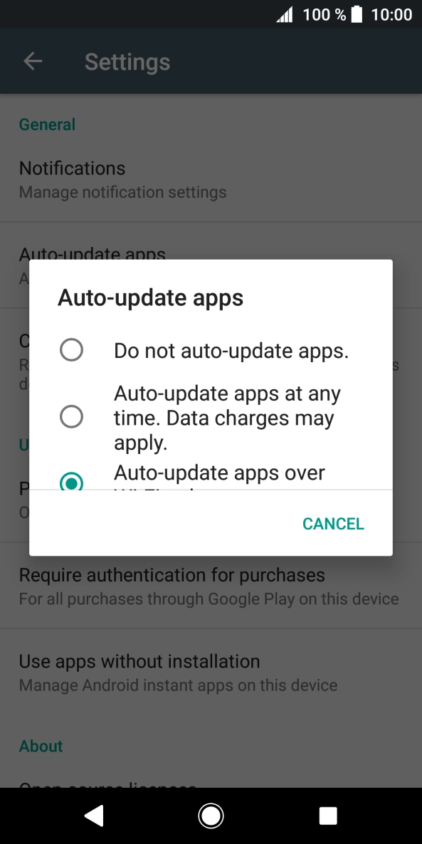 To turn off automatic update of apps, press Do not auto-update apps.. To turn off automatic update of apps, press Do not auto-update apps..