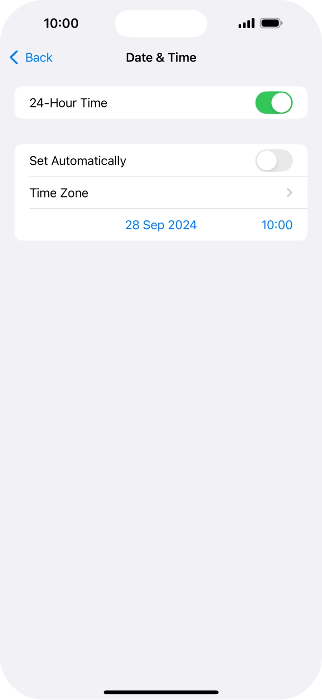 Press the indicator next to 'Set Automatically' to turn on the function.
