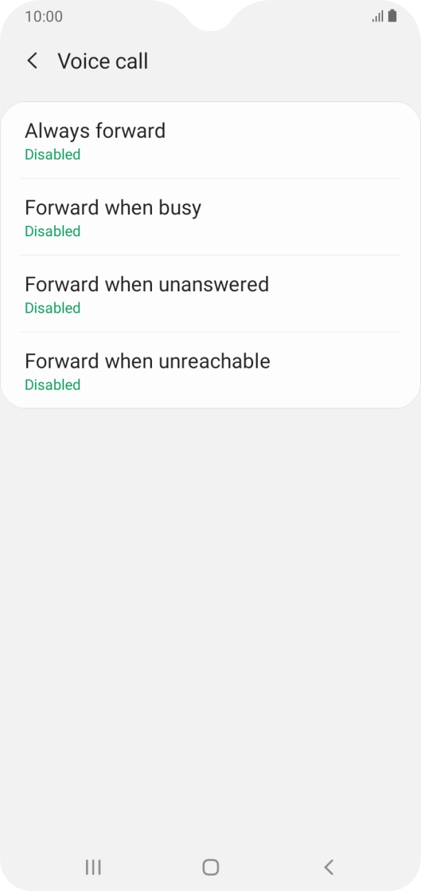 Press the required divert type. Press the required divert type.