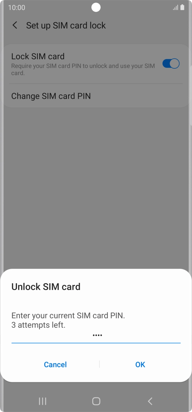 Key in your SIM PIN and press OK. The default SIM PIN is 0000.