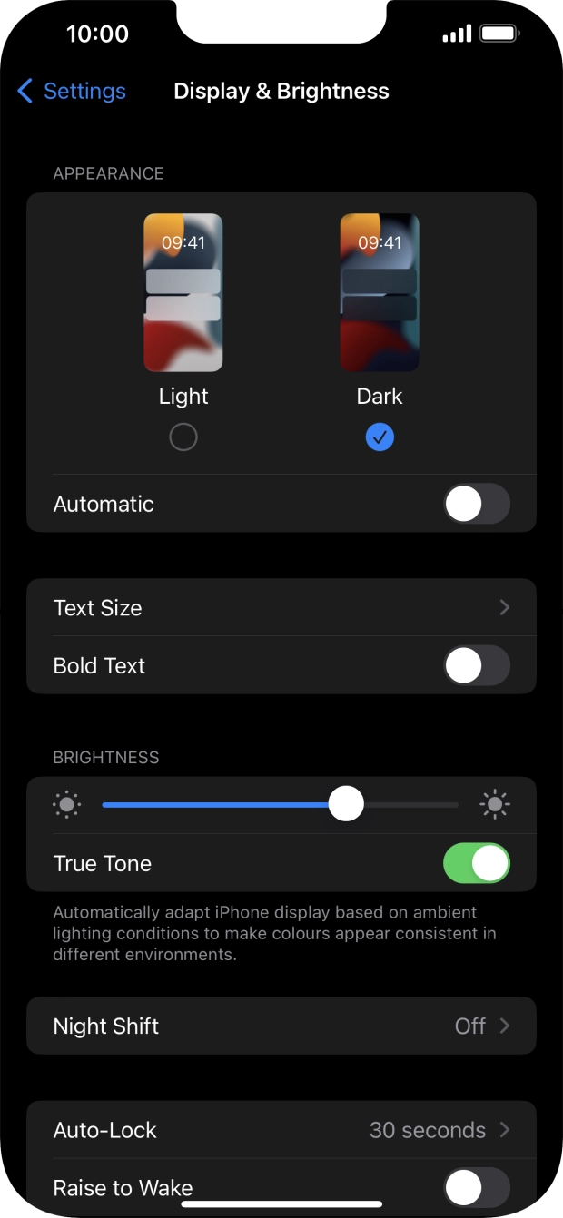 Press the indicator next to 'Automatic' to turn the function on or off.