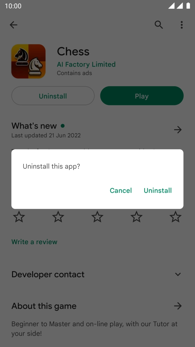 Press Uninstall.