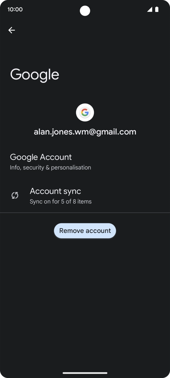 Press Account sync.