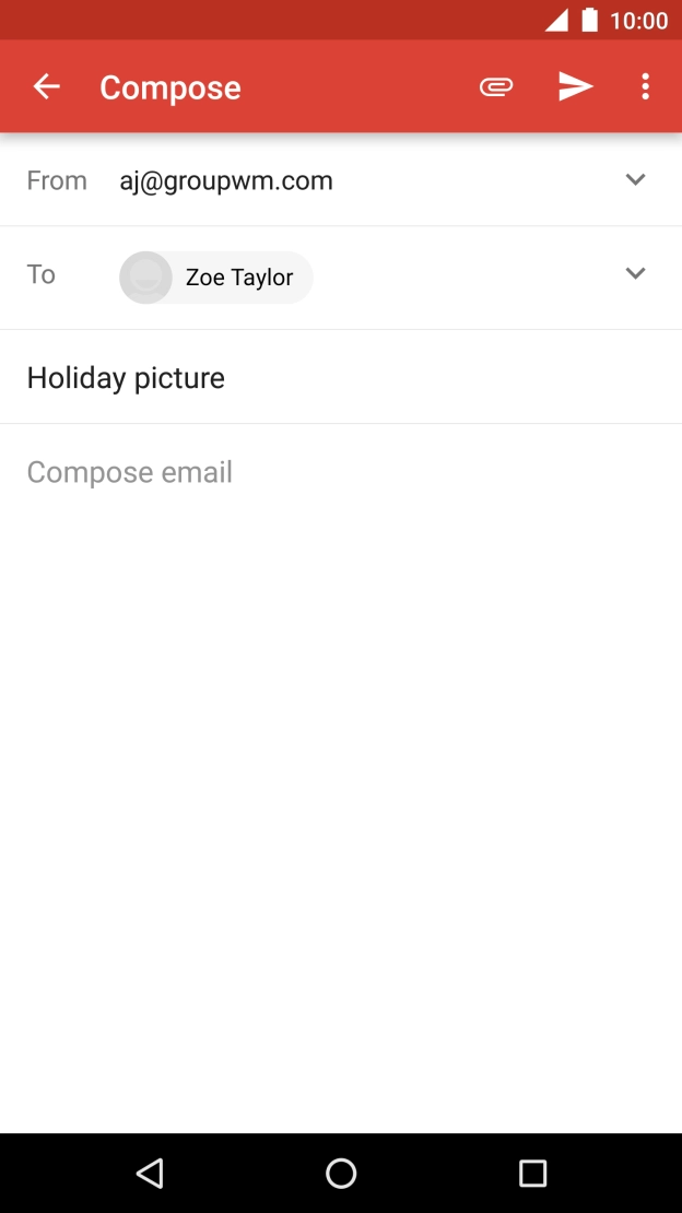 Press the text input field and write the text for your email.
