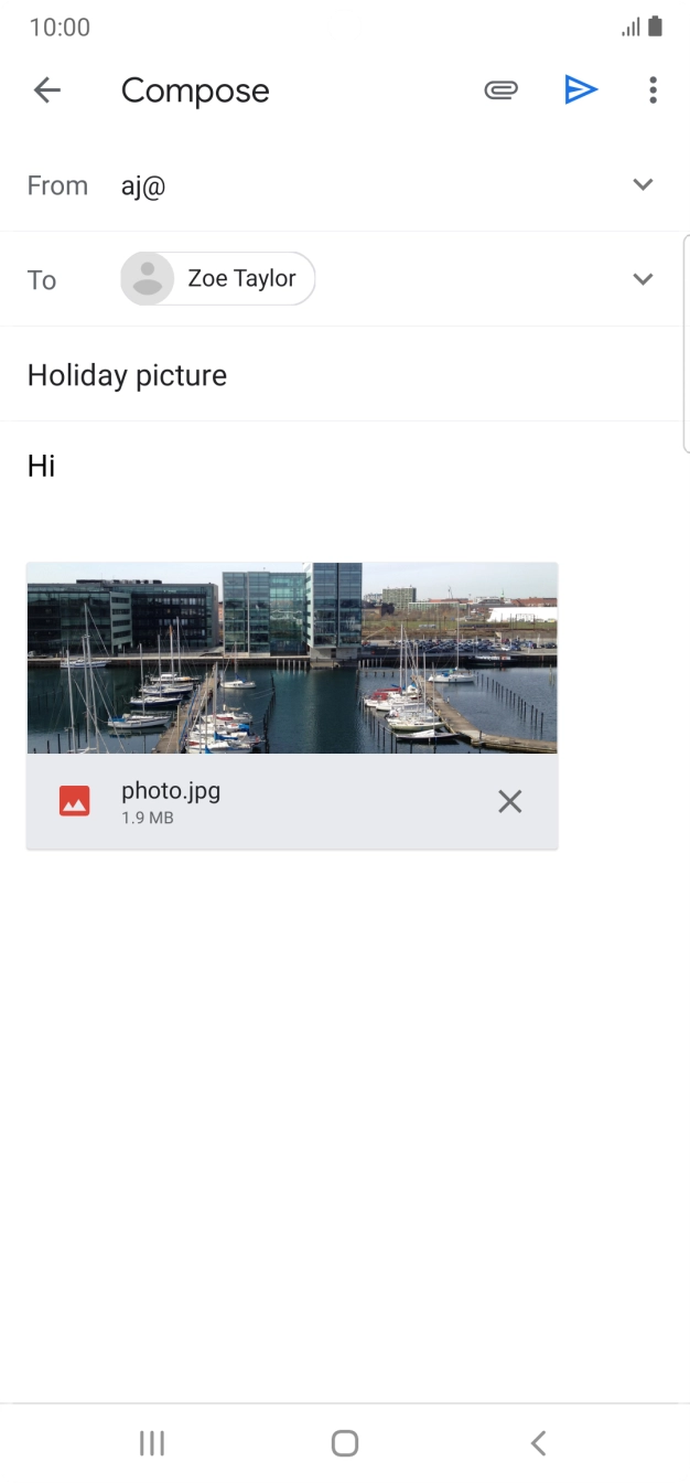 Press the send icon when you've finished your email.