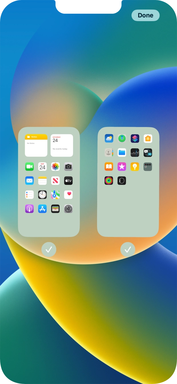 Press the fields below the required home screens to select or deselect them. Press the fields below the required home screens to select or deselect them.