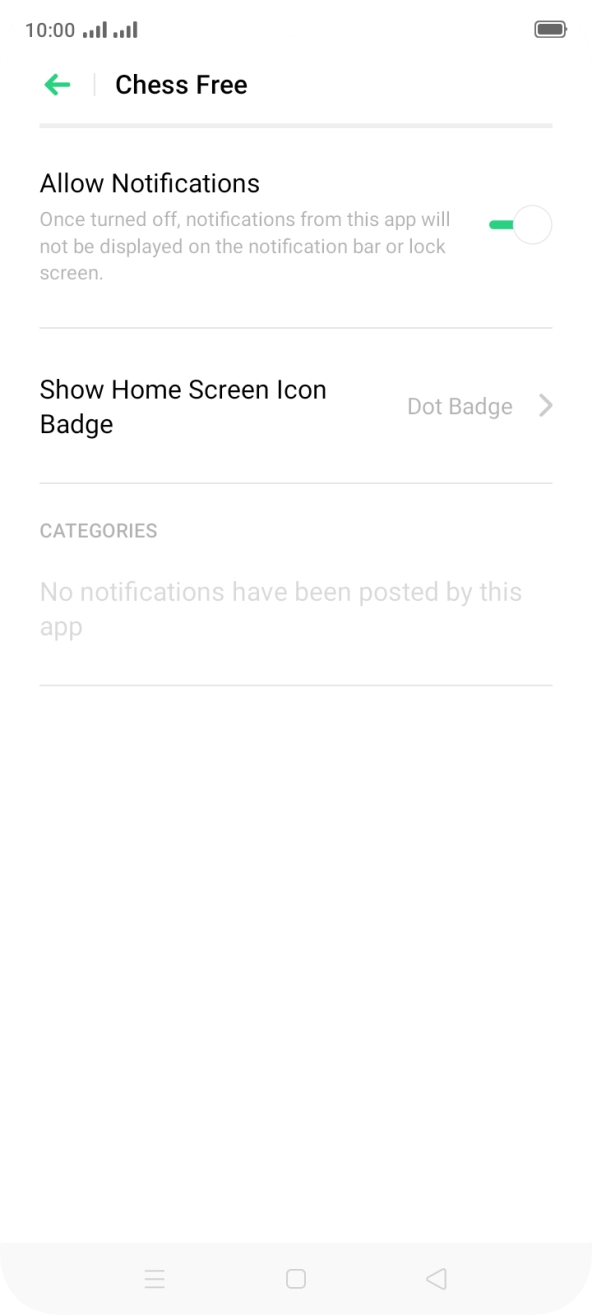 Press the indicator next to 'Allow Notifications' to turn the function on or off. Press the indicator next to 'Allow Notifications' to turn the function on or off.