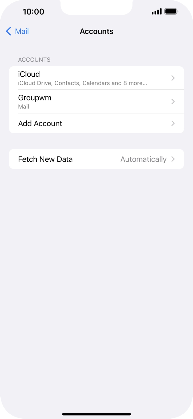 Press the name of the email account you've just set up. Press the name of the email account you've just set up.