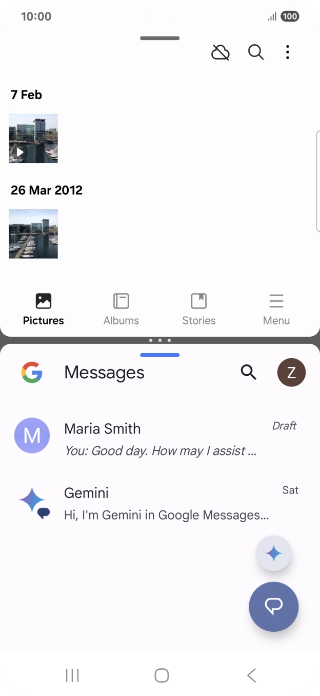 The applications are now shown in split screen view and you can use both applications at the same time. The applications are now shown in split screen view and you can use both applications at the same time.