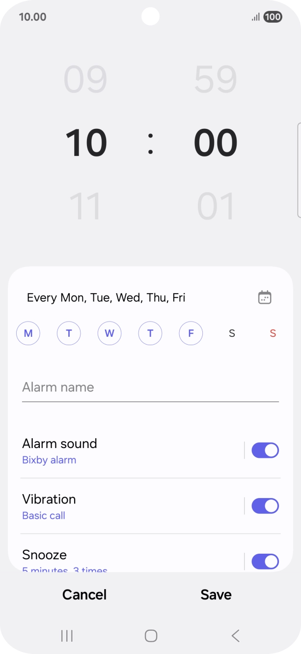 Press the indicator next to 'Alarm sound' to turn on the alarm tone.