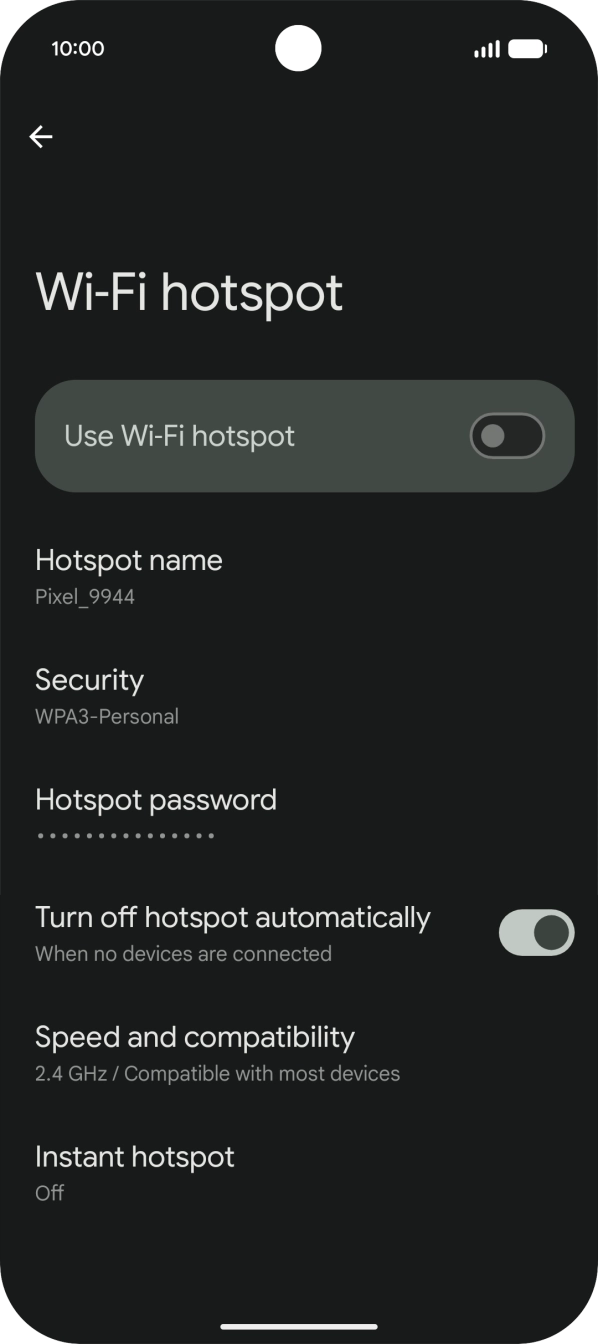 Press Hotspot password and key in the required password. Press Hotspot password and key in the required password.