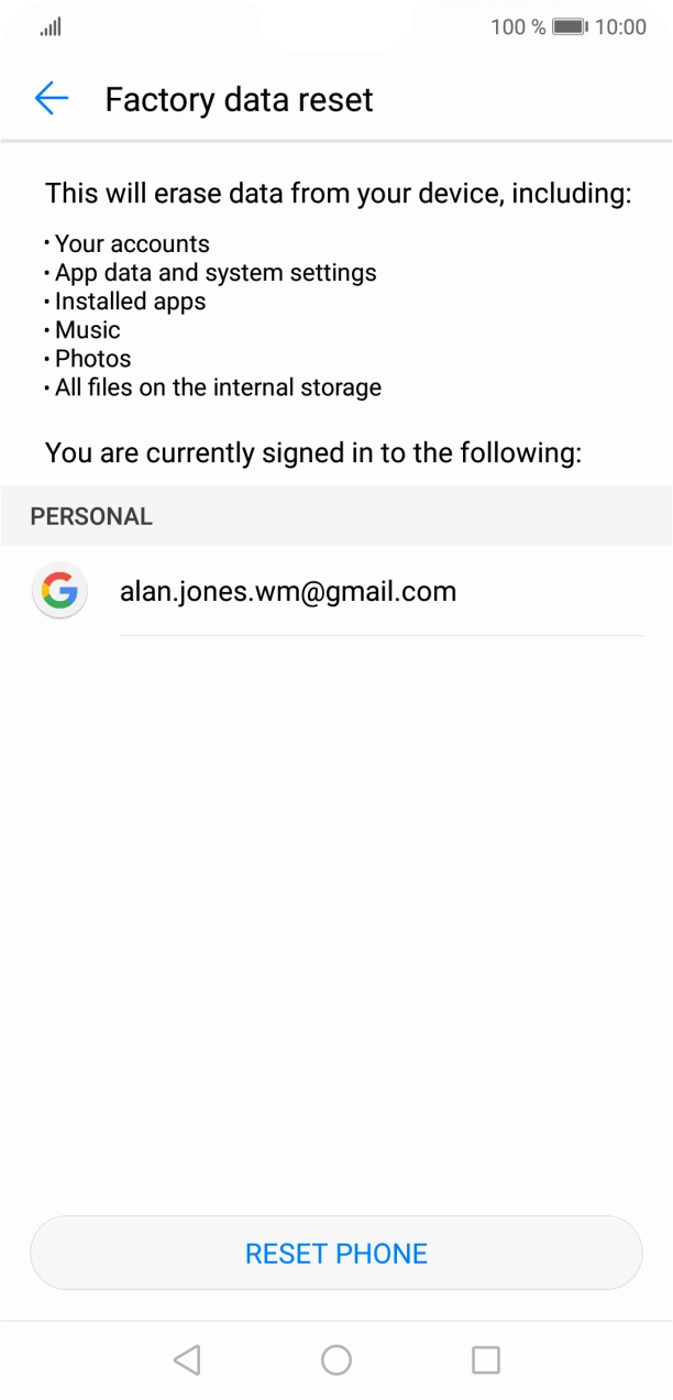 Press RESET PHONE.