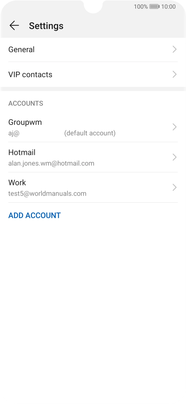 Press the required email account. Press the required email account.