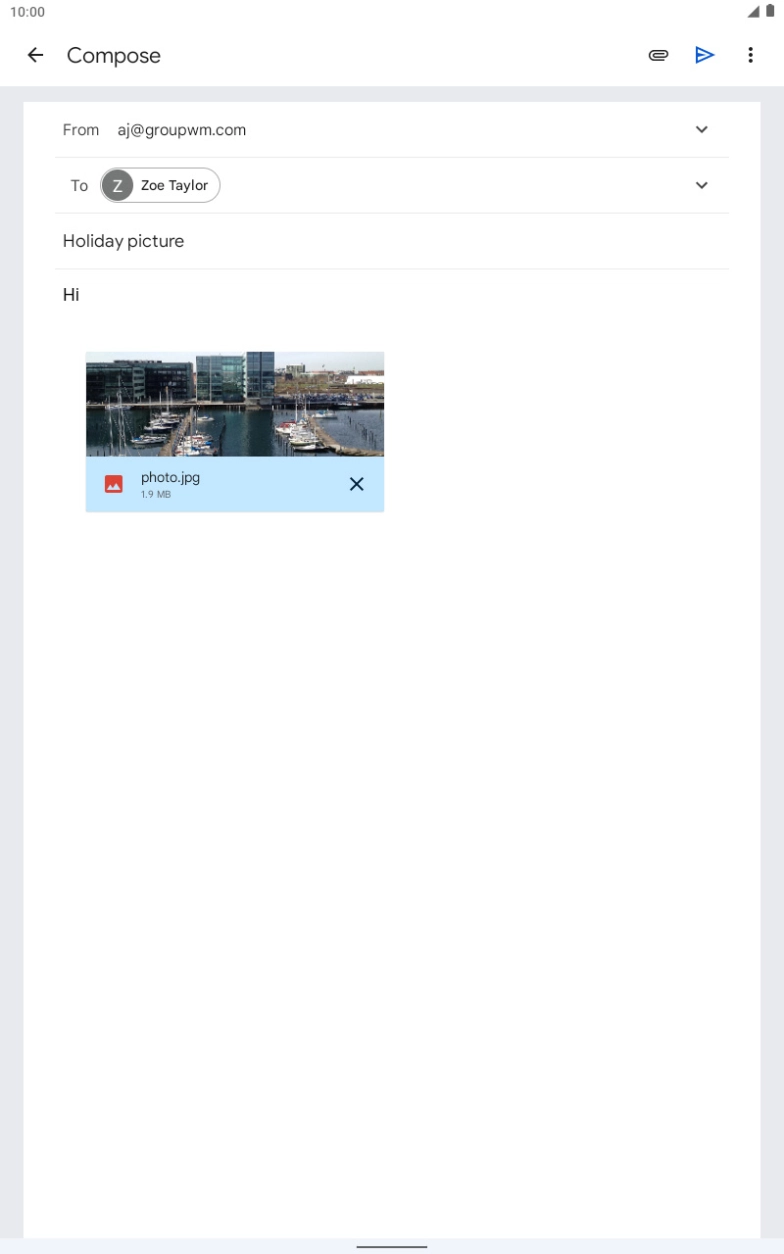 Press the send icon when you've finished your email.