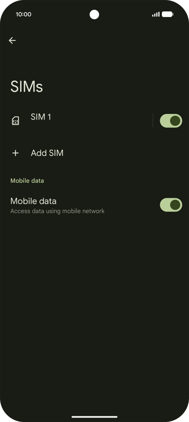 Press the name of the SIM. Press the name of the SIM.