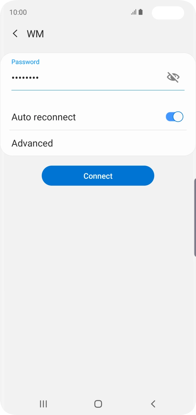 Key in the password for the WiFi network and press Connect.