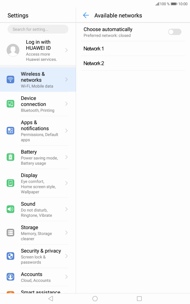 Press the required network. Press the required network.
