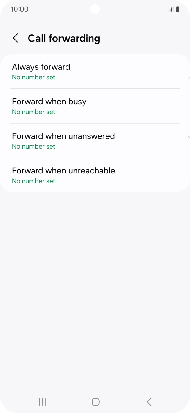 Press the required divert type. Press the required divert type.