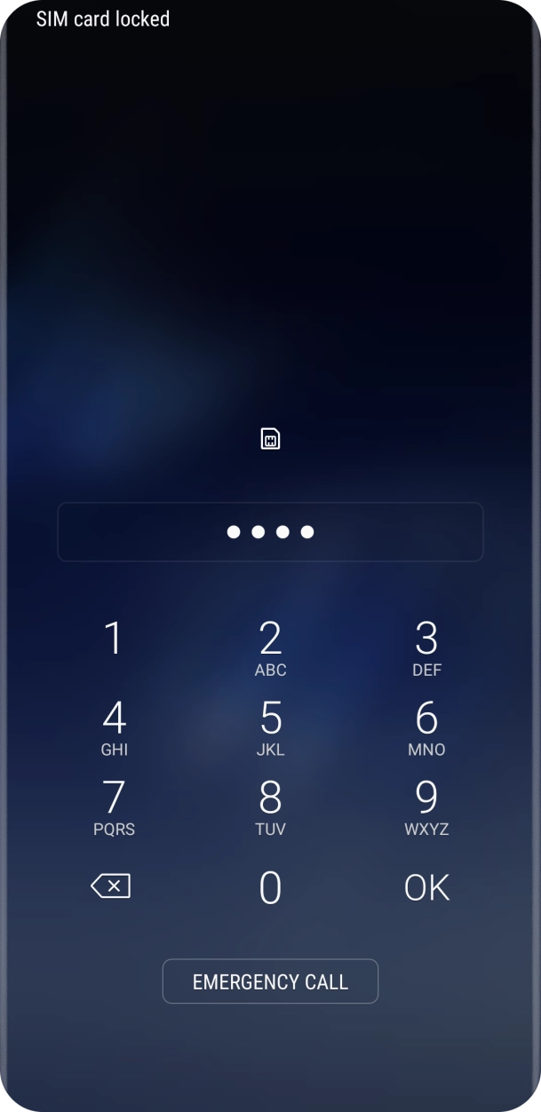 Key in your SIM PIN and press OK. The default SIM PIN is 0000.