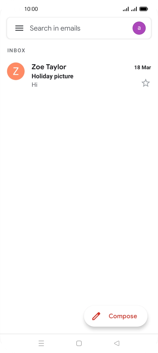 Press the email account icon.