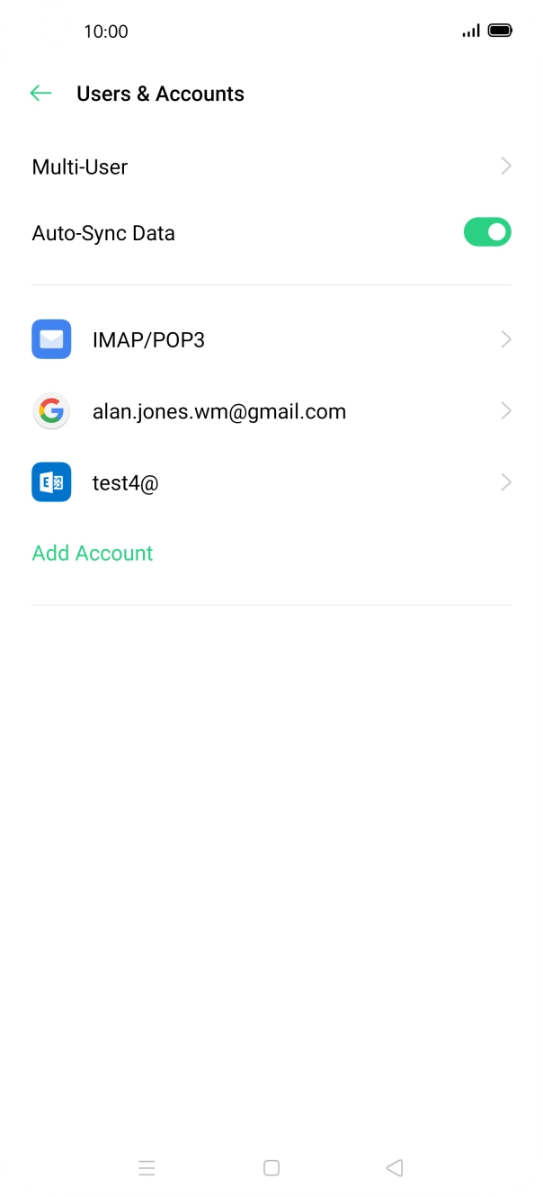 Press the indicator next to 'Auto-Sync Data' to turn the function on or off. Press the indicator next to 'Auto-Sync Data' to turn the function on or off.