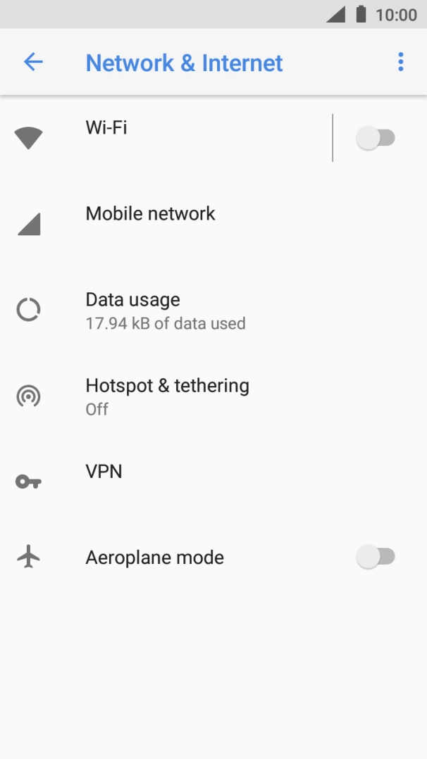 Press Data usage.